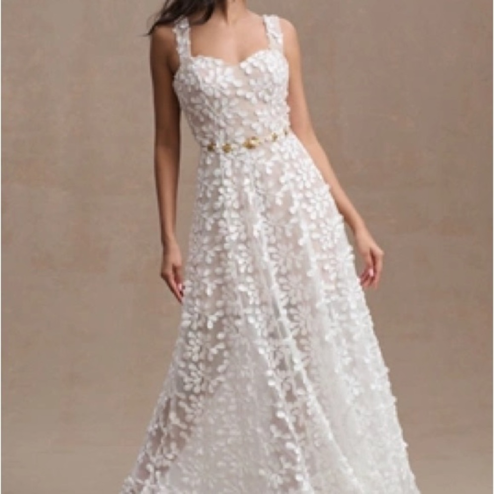 Anabel Dress the Population White Floral Gown